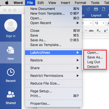 office for mac excel options selection